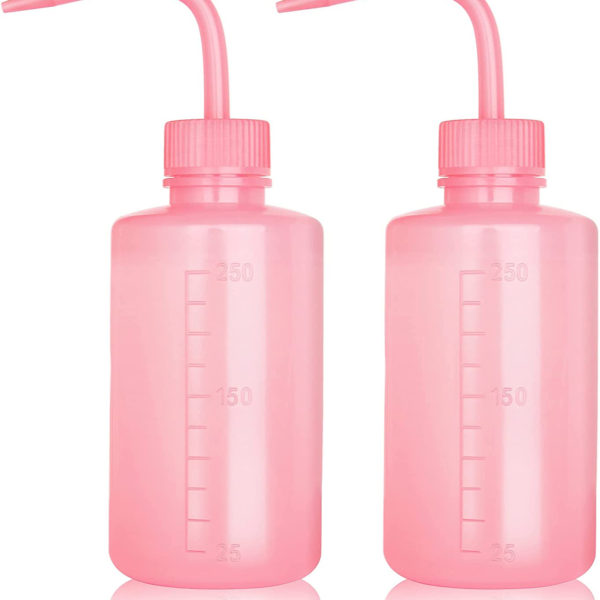 2Pcs 250ml 8.5oz Plastic Safety Wash Bottle,Narrow Mouth Squeeze Bottles for Tattoo Wash，Chemistry, Industry, Lab & Gardening-Red