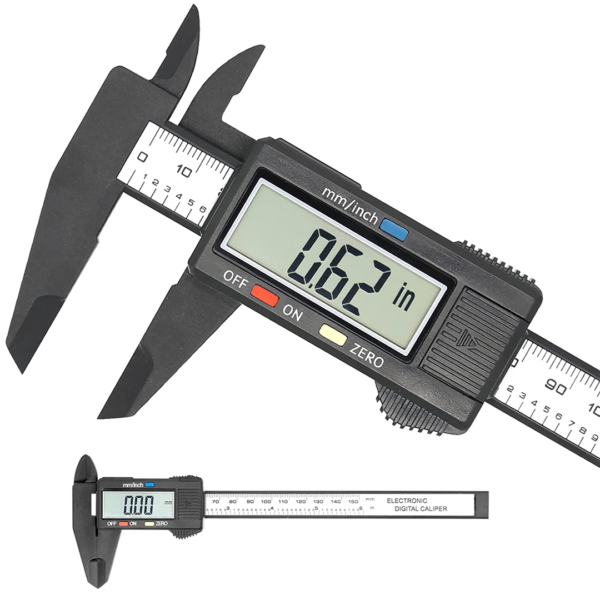 Digital Caliper, 150mm/ 6 Inch Accuracy LCD Digital Vernier Caliper Gauge Carbon Fiber Electronic Micrometer Ruler Measuring Tool for Length Width Depth Inner & Outer Diameter