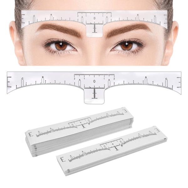 Eyebrow Ruler, 100Pcs Eyebrow Stencil Microblading Ruler, Disposable Eyebrow Template Eyebrow Ruler Sticker, Eyebrow Shape Kit for Microblading Supplies, 3 Minutes Makeup Tools For Eyebrow