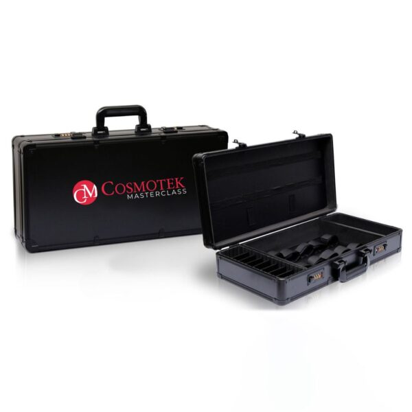 BLACK – Barber Case Stylist Lock Attache Carrying Portable Travel Case Professional Hair Kit Organizer Storage Display Box with Handle