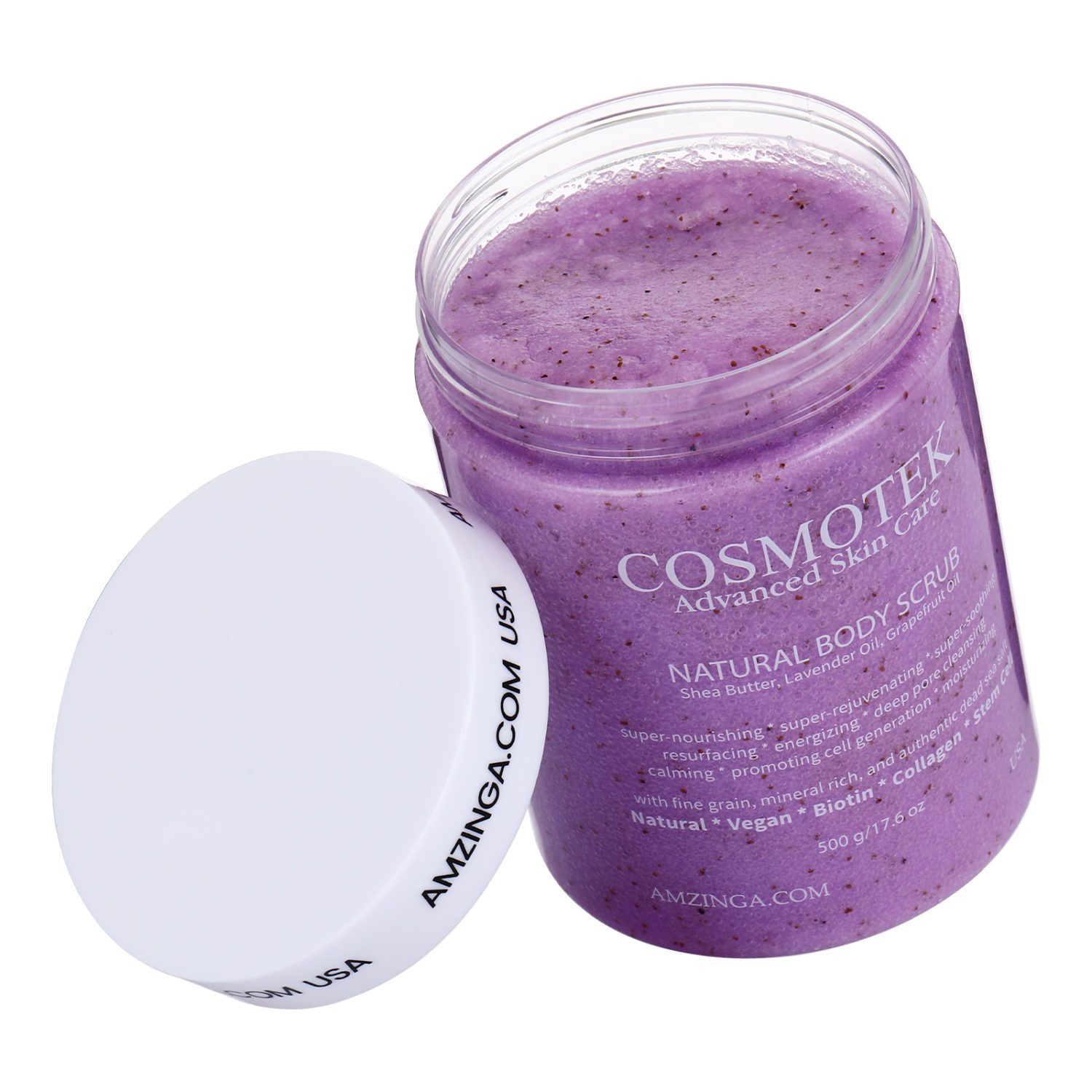 Lavender Body Scrub- Natural Exfoliating Salt Scrub & Body and Face Souffle helps with Moisturizing Skin, Acne, Cellulite, Dead Skin Scars, Wrinkles (16.7 oz) - Image 2