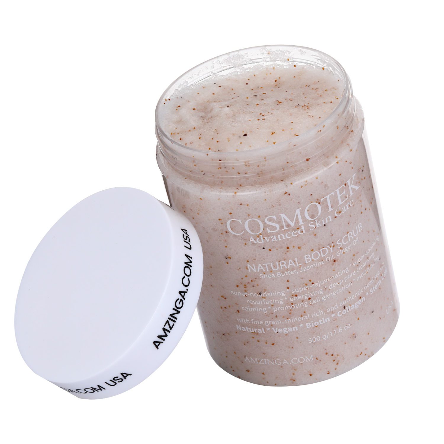 Jasmine Body Scrub- Natural Exfoliating Salt Scrub & Body and Face Souffle helps with Moisturizing Skin, Acne, Cellulite, Dead Skin Scars, Wrinkles (16.7 oz) - Image 2