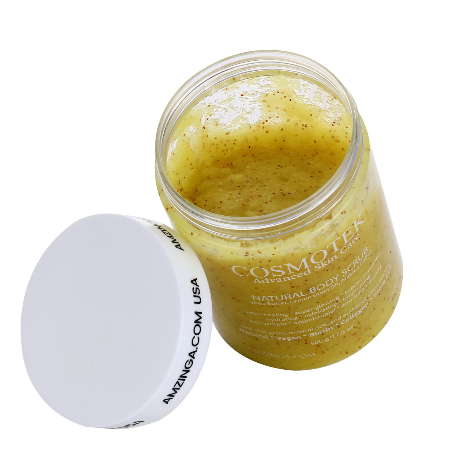 Lemon Grass Body Scrub- Natural Exfoliating Salt Scrub & Body and Face Souffle helps with Moisturizing Skin, Acne, Cellulite, Dead Skin Scars, Wrinkles (16.7 oz) - Image 2