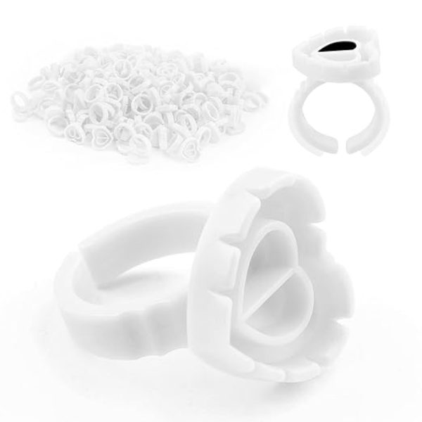 100PCS Smart Glue Cups Lash Glue Holder Ring Cup, Lovely Heart Shape For Eyelash Extensions * BLUE