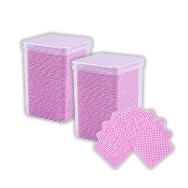 2 Boxes/200pcs each Lint Free Nail Wipes Removal Tool, Non-Woven Fabric Lash Glue Cleaner Pads for Eyelash Extension Supplies and Nail Polish Removers Pink