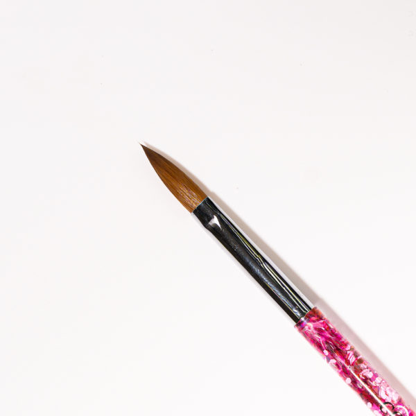 Acrylic Nail Brush Pure Kolinsky Hair Acrylic Pink Glitter Handle – Size 12