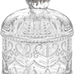 Glass Jar with Lid, Crystal Crown Jewelry Trinket Box