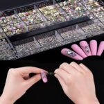 AB Crystal Nail Rhinestones, HOINCO Mix 20 Styles Flatback Rhinestone, 12 Types of 600 Diamonds + 2500 Round Beads, Crystals 3D Flat Back Gemstones for Nail DIY Crafts with Tweezers Pen (3100Pcs) - Image 3