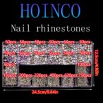 AB Crystal Nail Rhinestones, HOINCO Mix 20 Styles Flatback Rhinestone, 12 Types of 600 Diamonds + 2500 Round Beads, Crystals 3D Flat Back Gemstones for Nail DIY Crafts with Tweezers Pen (3100Pcs) - Image 5