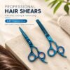 Professional Hair Cutting Scissors Set - Thinning/Texturizing Shears Set - 6.5” Overall Length, Razor Edge Barber Scissors For Men & Women - Premium Shears For Salon & Home Use (Titanium Blue)