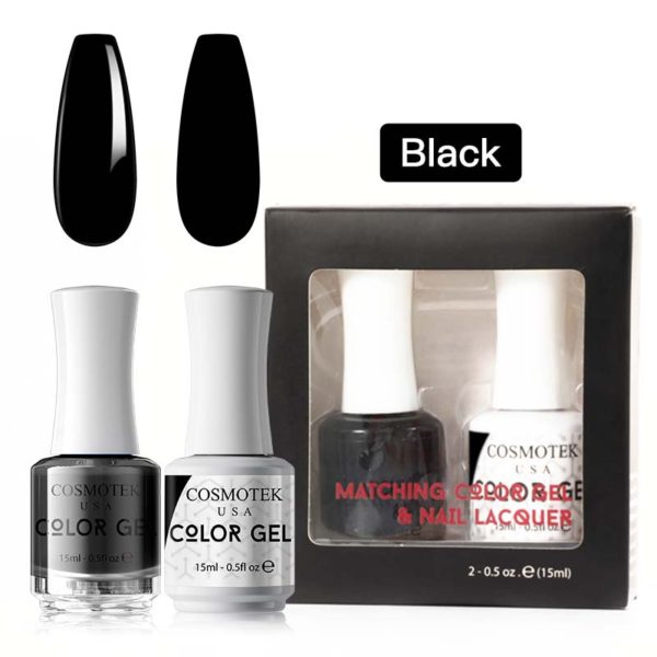 Matching Color Gel & Nail Lacquer Set 15ml (Black)