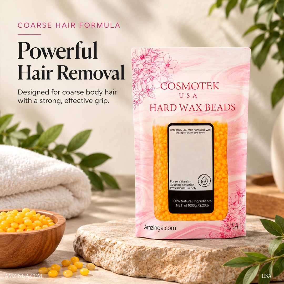Hard Wax Beads for Hair Removal – Orange - Coarse Body Hair Formula – Brazilian, Underarms, Back Chest, Bikini Area Waxing – Large 2.2lb for Wax Warmers