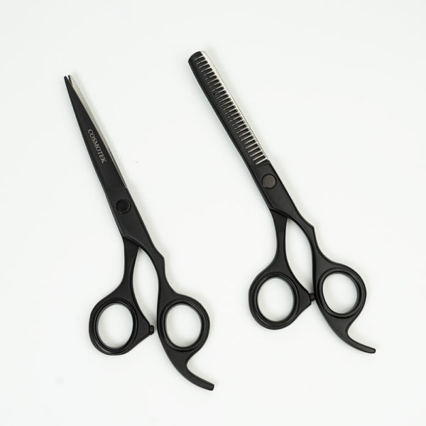Professional Hair Cutting Scissors Set 420 Japanese Stainless– Thinning/Texturizing Shears Set – 6.5” Overall Length, Razor Edge Barber Scissors For Men & Women – Premium Shears For Salon & Home Use ( Black) )