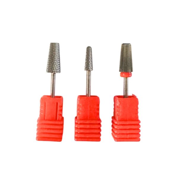3 PCS F 3/32” Nail Drill Bits Set, Nail Carbide 5 in 1 Bit, 5 in 1 Bit (C)/ 5 in 1 Bit/ Cone Bit