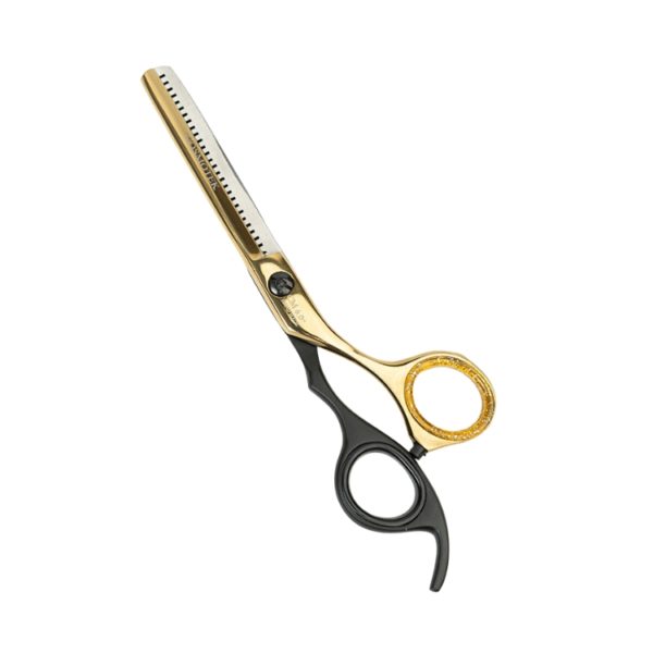 Professional Hair Scissors, Japanese 420 Stainless Steel-Barber Hair Cutting Texturizing Thinning Razor Edge Series Teeth Shears For Men/Women/Kids/Salon & Home-6.5″ Overall Length ( Black & Gold)