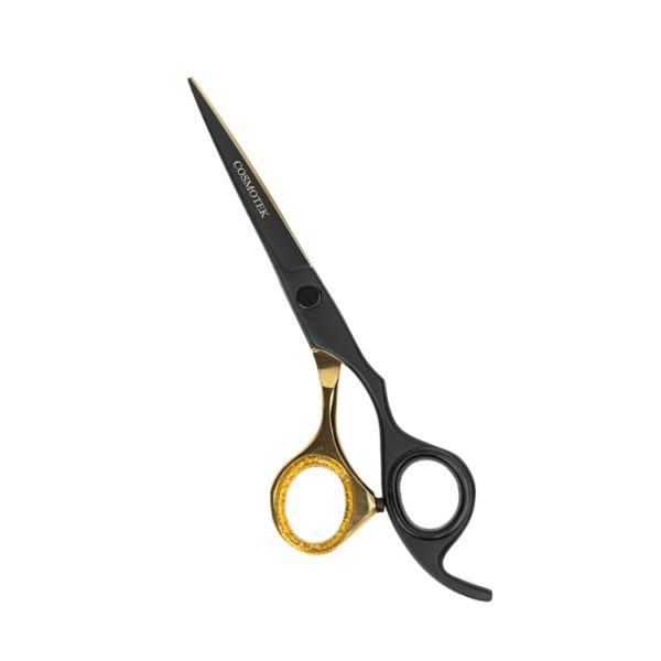 air Cutting Scissors Shears Professional Barber 6.5 inch Hairdressing Regular Scissor Salon Razor Edge Hair Cutting Shear Japanese 420 Stainless Steel with Detachable Finger Inserts (Black & Gold)