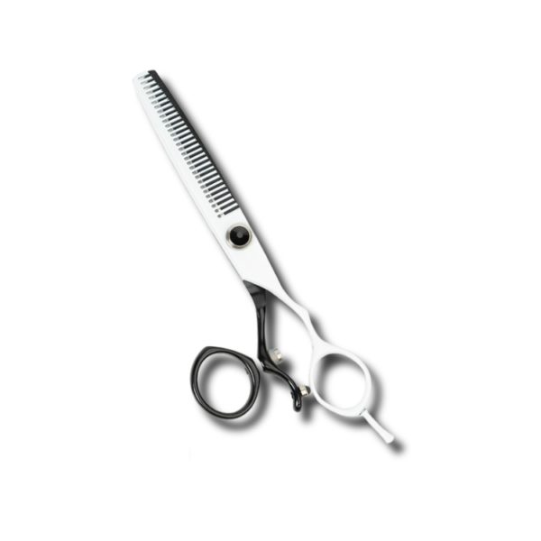 Professional Hair Scissors, Japanese 420 Stainless Steel-Barber Hair Cutting Texturizing Thinning Razor Edge Series Teeth Shears For Men/Women/Kids/Salon & Home-6.5″ Overall Length (Black & White)