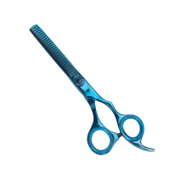 Professional Hair Scissors, Japanese 420 Stainless Steel-Barber Hair Cutting Texturizing Thinning Razor Edge Series Teeth Shears For Men/Women/Kids/Salon & Home-6.5″ Overall Length ( Titanium Blue)