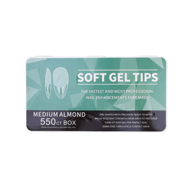 Medium Almond Nail Tips, 550 Pcs Soft Gel Full Cover Nail Tips for Soak off Nail Extensions, Half Matte Clear False Gel Nail Tips for Nail Salons and DIY Nail Art