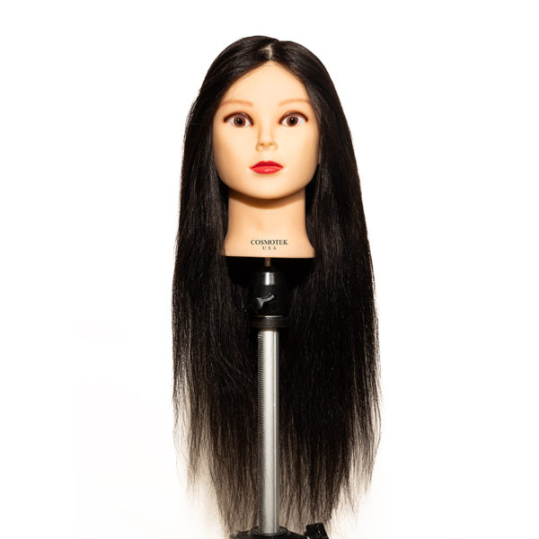 Mannequin Head with Human Hair – 20-22″ Cosmetology Mannequin Head with 100% Real Human Hair for Braiding Practice Cutting – Manikin Head with Human Hair for Hairdresser (Black)