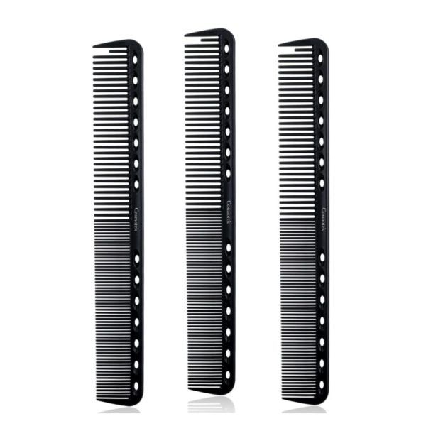 3Pcs Black Barber Comb for Men: 7Inch Carbon Fine Cutting Comb Carbon Fiber Salon Hairdressing Comb Fine Tooth Comb Styling Cutting Comb(Black)