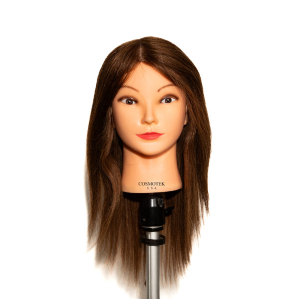 BELLA 02 – Mannequin Head with Human Hair – 16″ Cosmetology, Baber Mannequin Head with 100% Real Human Hair for Braiding Practice Cutting – Manikin Head with Human Hair for Hairdresser