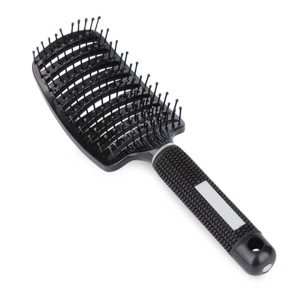 Hair Brush, Curved Vented Brush Faster Blow Drying, Professional Curved Vent Styling Hair Brushes For Women, Men, Paddle Detangling Brush For Wet Dry Curly Thick Straight Hair – Black