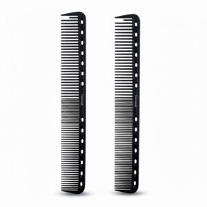 2Pcs Black Barber Comb for Men: 7Inch Carbon Fine Cutting Comb Carbon Fiber Salon Hairdressing Comb Fine Tooth Comb Styling Cutting Comb(Black)