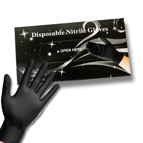 BLACK Nitrile Gloves, size S,M,L 4mil-100 Count, Gloves Disposable Latex Free, Disposable Gloves for Household, Food safe
