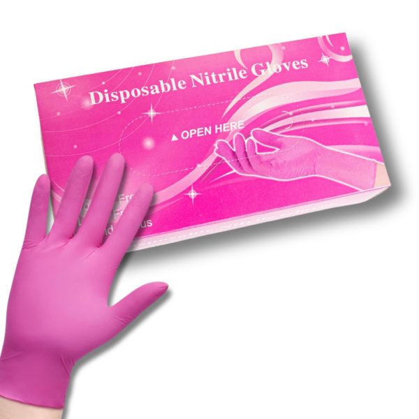 PINK Nitrile Gloves, size S,M,L 4mil-100 Count, Gloves Disposable Latex Free, Disposable Gloves for Household, Food safe