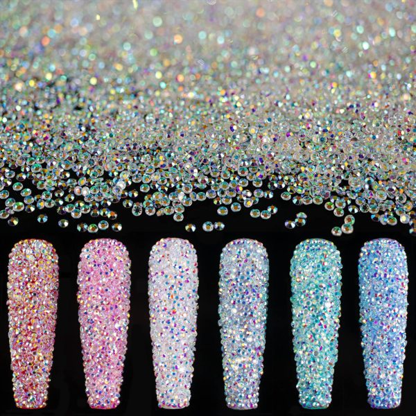 15000 Mini AB Diamond Beads for Nail Art – Iridescent Like Swarovski Crystals,Nail Art Rhinestones Round Beads Top Grade Flatback Glass Charms Gems Stones for Nails Decoration Crafts Eye Makeup Clothes Shoes