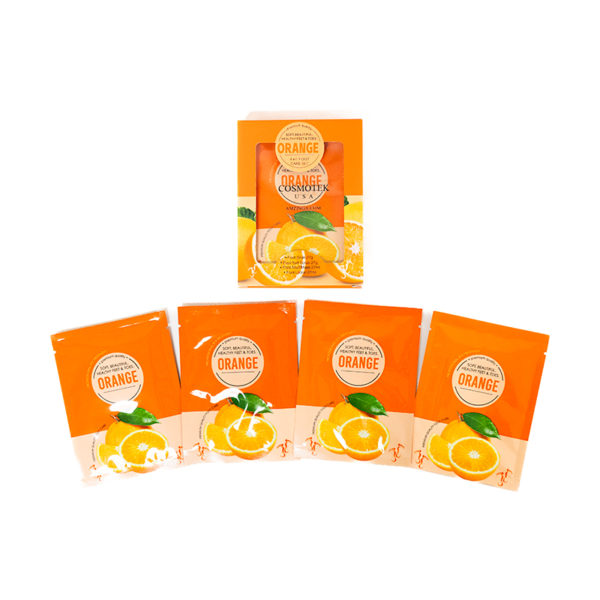 Orange – Pedicure Kit Foot Soak Set With Bubble Salt, Sugar Scrub, Massage Mask, Massage Lotion In a Box 4 Step Foot Spa Kit For Dry Cracked Feet, Tired Feet