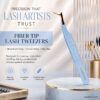 Fiber Tip Lash Tweezers, Precise Diamond Grip L-Shape Boot Volume Eyelash Extension Tweezers (Baby Blue)