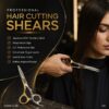 Professional Hair Cutting Scissors Set – Thinning/Texturizing Shears Set – 6.5” Overall Length, Razor Edge Barber Scissors Japanese 420 – 440C stainless steel For Men & Women – Premium Shears For Salon & Home Use (Silver & Gold) - Lion design