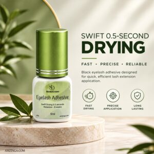 Eyelash Adhesive Black Sensitive Lash Glue Swift Drying 0.5 seconds / Retention – 8 Weeks.Waterproof Lash Glue Individual Lash Glue Long Lasting DIY Lash Extension Glue Strong Hold Eyelash Glue for Lash Extensions(5ML)