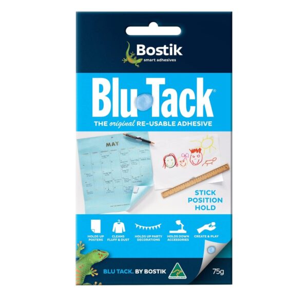 Bostik Blu Tack, Multipurpose Reusable Adhesive, Clean, Safe & Easy to Use, Non-Toxic, Handy Size, for NailsColour: Blue