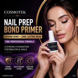 Cosmotek Nail Prep Bond Primer – UV/LED Gel Foundation for Acrylic Powder & Builder Nail Gel (15ml)