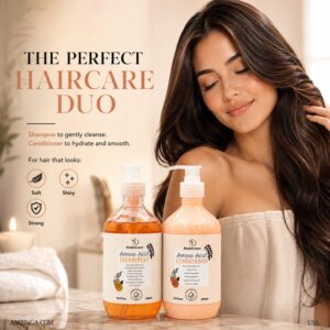 Bonita Crown Amino Acid Shampoo & Conditioner Set – Sulfate-Free, Hydrating & Strengthening – Enriched with Caffeine, Ceramides, Jojoba & Coconut Oil – 2x500m