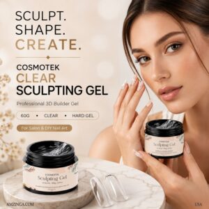 Cosmotek Clear Sculpting Gel – 60g Large Capacity 3D Builder Gel for Nail Art, Hard Gel, Non-Sticky Hand, Carving Gel, Quick-Dry, Long-Lasting, DIY Salon & Home Use