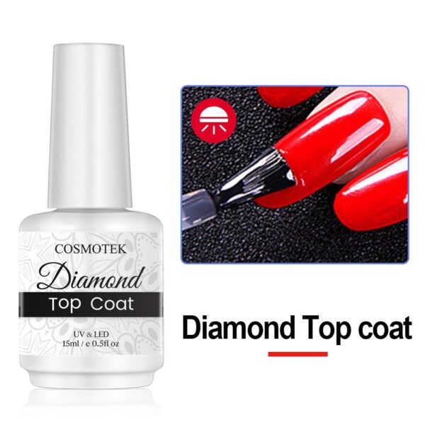 Cosmotek Professional Use UV/LED Gel Diamond Top Coat – No-Wipe High-Gloss Gel Finish for Long-Lasting Nails (15ml)