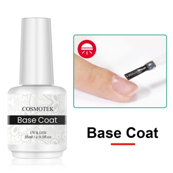 Cosmotek Professional Use UV/LED Gel Nail Base Coat – Strong Adhesion, No-Lifting, Chip-Resistant, Long-Lasting Manicure Protection (15ml)