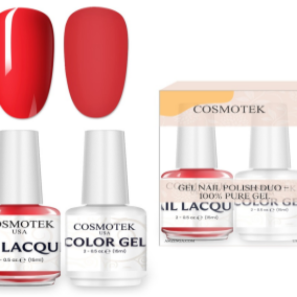 Jasper #d53e45 Nail Polish Set | Professional-Use Gel & Lacquer Duo by Cosmotek USA, Ideal for Salons, Nail Technicians, and Long-Lasting Wear