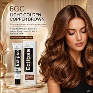 6-34 | 6GC – Light Golden Copper Brown Bonita Crown Eclipse Permanent Hair Color – Salon-Quality, Full Gray Coverage, Enriched with Natural Fruit Extracts for Long-Lasting Shine – 100ml