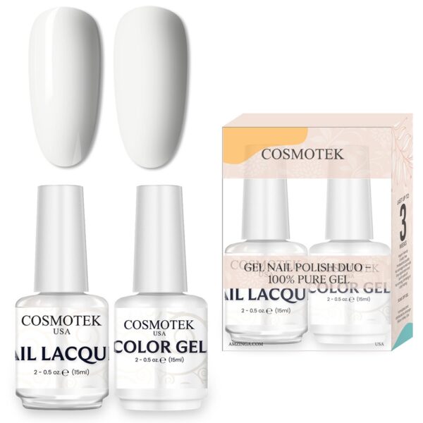 Platinum   #e3e3e1 Nail Polish Set | Professional-Use Gel & Lacquer Duo by Cosmotek USA, Ideal for Salons, Nail Technicians, and Long-Lasting Wear