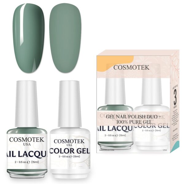 Mantle #849C8E Nail Polish Set | Professional-Use Gel & Lacquer Duo by Cosmotek USA, Ideal for Salons, Nail Technicians, and Long-Lasting Wear