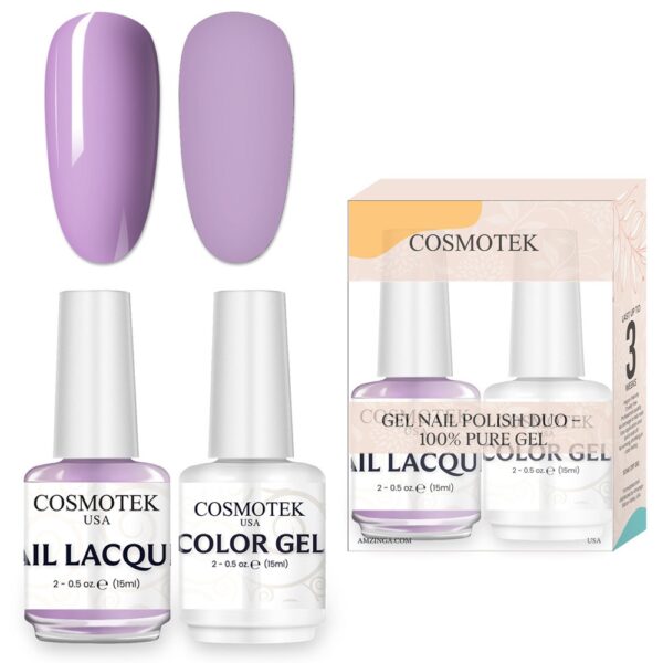 Lilac #c3a5cb Nail Polish Set | Professional-Use Gel & Lacquer Duo by Cosmotek USA, Ideal for Salons, Nail Technicians, and Long-Lasting Wear