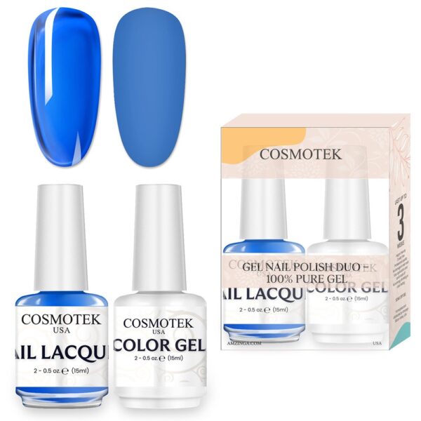 Tufts Blue #467fc6 Nail Polish Set | Professional-Use Gel & Lacquer Duo by Cosmotek USA, Ideal for Salons, Nail Technicians, and Long-Lasting Wear