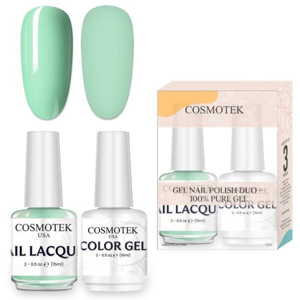 Fringy Flower #b2e0c6 Nail Polish Set | Professional-Use Gel & Lacquer Duo by Cosmotek USA, Ideal for Salons, Nail Technicians, and Long-Lasting Wear