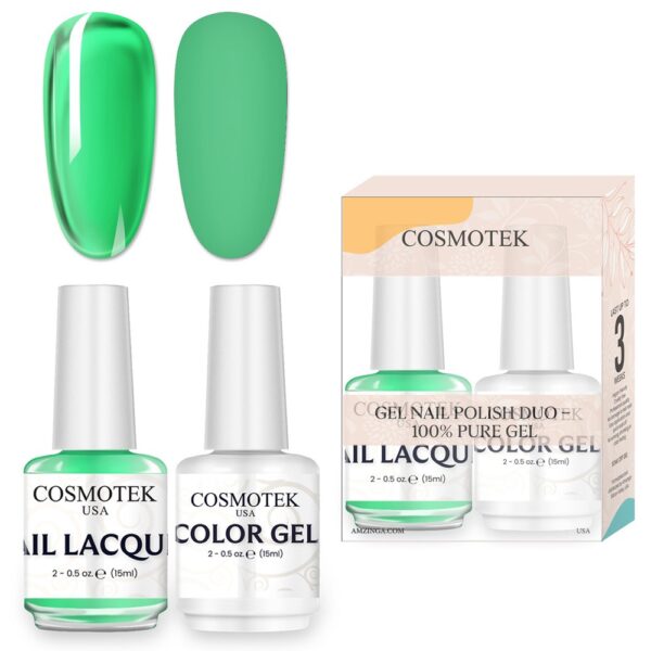 De York #5cc489 Nail Polish Set | Professional-Use Gel & Lacquer Duo by Cosmotek USA, Ideal for Salons, Nail Technicians, and Long-Lasting Wear