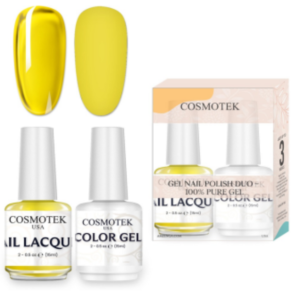 Sandstorm #ebda42 Nail Polish Set | Professional-Use Gel & Lacquer Duo by Cosmotek USA, Ideal for Salons, Nail Technicians, and Long-Lasting Wear